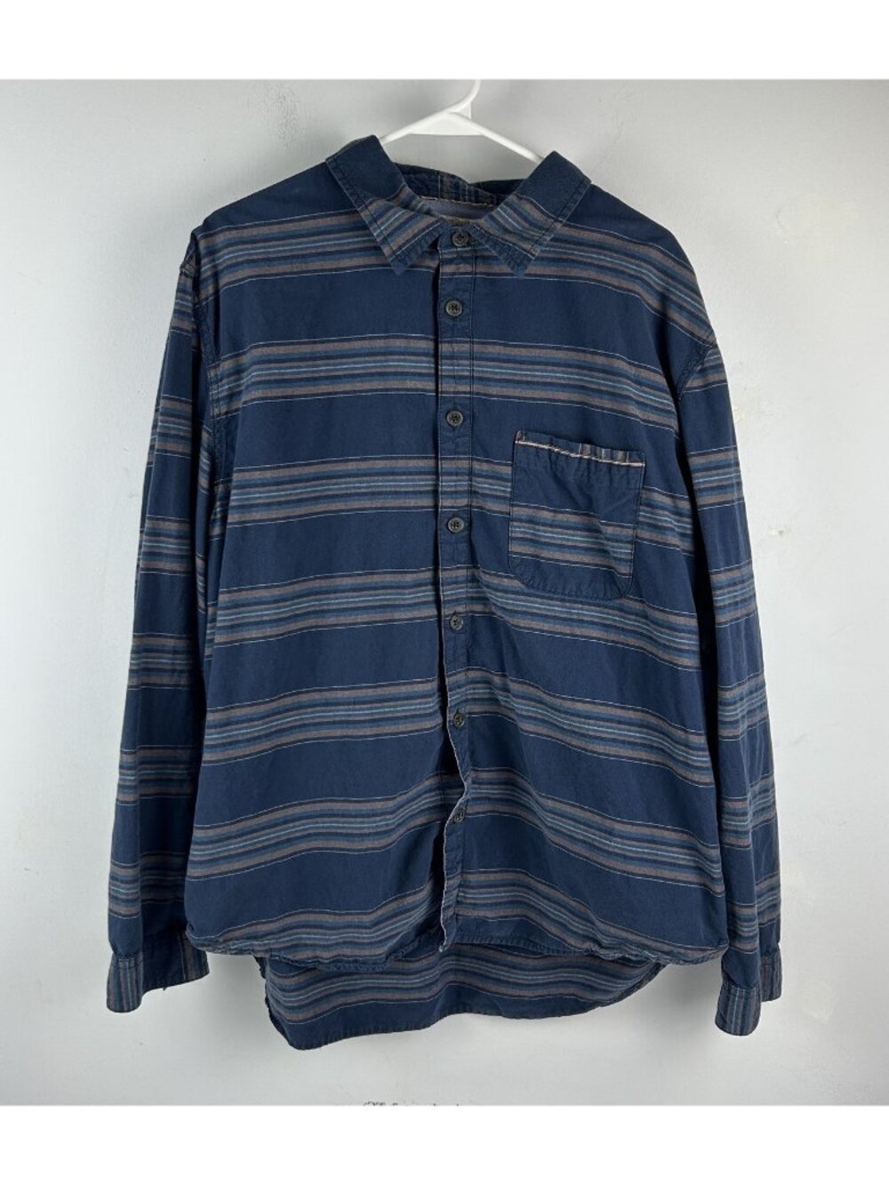 Carbon 2 Cobalt Button Up Flannel Shirt Striped Mens XL Blue